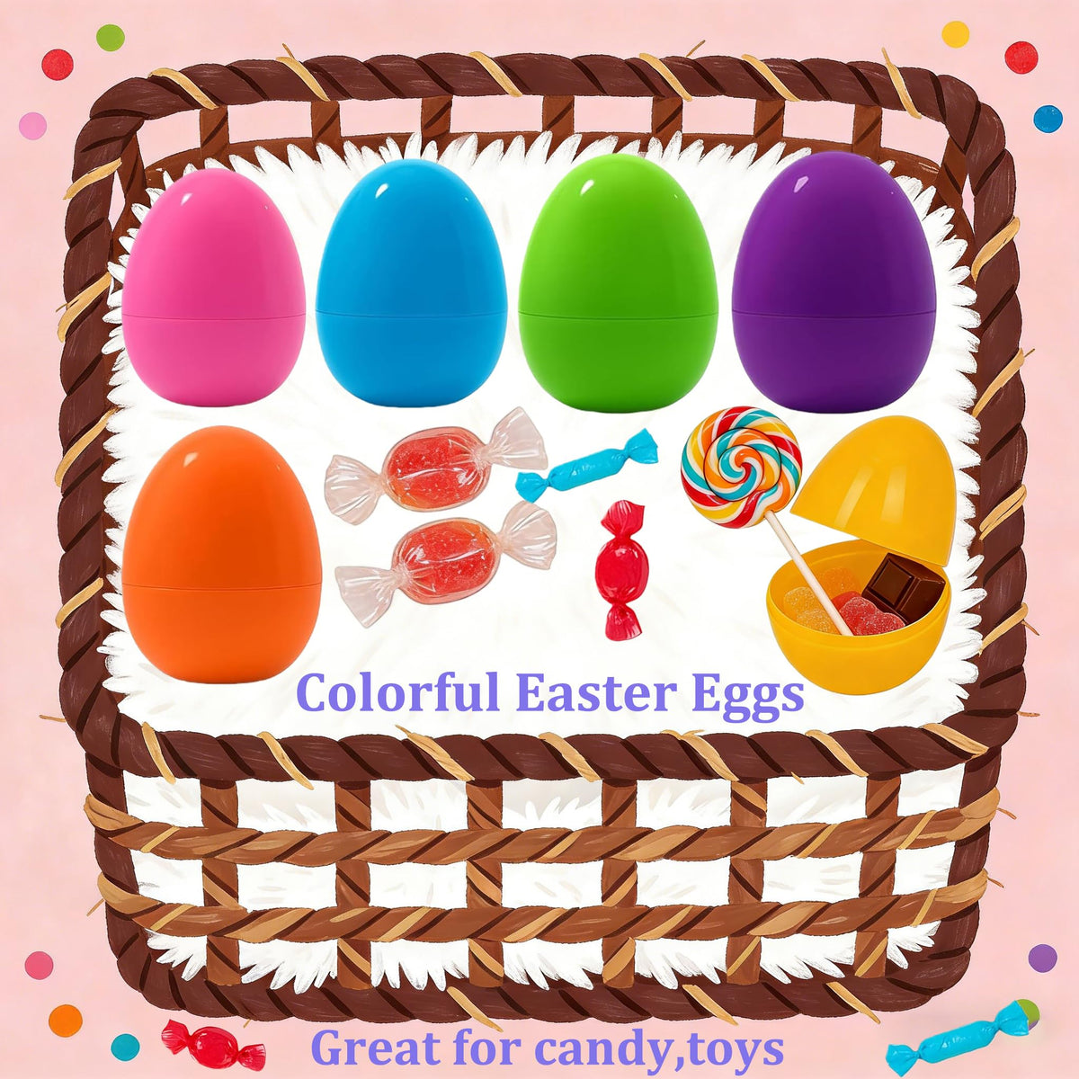 Azheeuiy 6 Pack Jumbo Easter Eggs,6.3'' Bright Plastic Giant Eggs with Flat Bottom, Empty Refillable for Easter Eggs Hunt, Filling Treats Party Favor