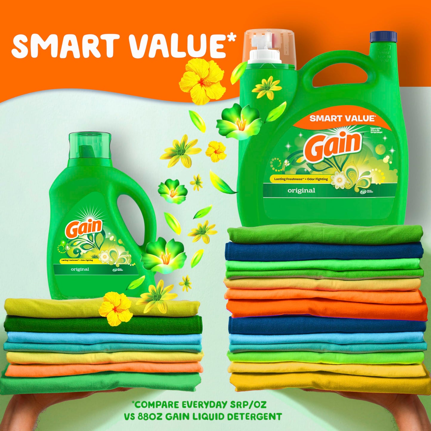 Gain Liquid Laundry Detergent, Original Scent, 154 fl oz, 107 loads, Freshness + Odor Fighting, Laundry Detergent Liquid Soap, HE compatible