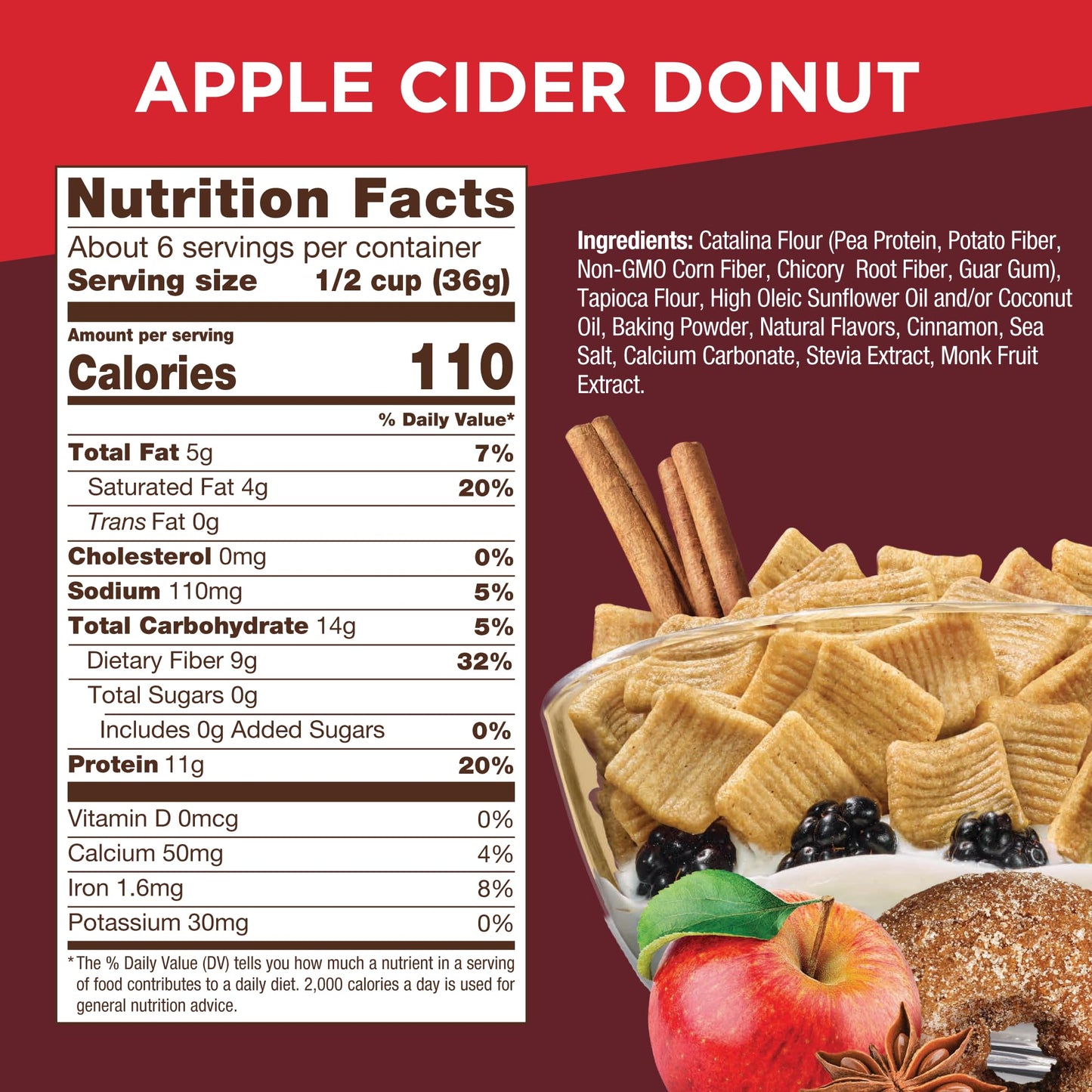 Catalina Crunch Protein Cereal | Sugar Free Breakfast Cereal with 11g of Protein | Gluten Free, Keto Friendly | Apple Cider Donut - 8 oz. Bag (Pack