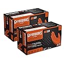 GLOVEWORKS 8 Mil Orange Nitrile Disposable Gloves Heavy Duty Industrial RDT for Mechanic and Automotive Medium 2 Boxes of 100