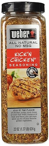 Weber Kick'n Chicken Seasoning 22 Oz. Made with Sea Salt - No MSG - Gluten Free - Perfect for Grilling