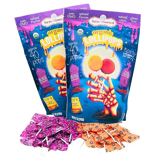 Halloween Inspired Lollipops with Blood Orange and Pomegranate Flavors, Allergen Friendly Treats, Set of 2, 8.7 Ounces