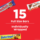 Butterfinger, Baby Ruth, Kinder Bueno, Assorted Crispy Creamy Nutty, Variety Mix, 15 Count, Full Size Candy Bars, 26.2 oz