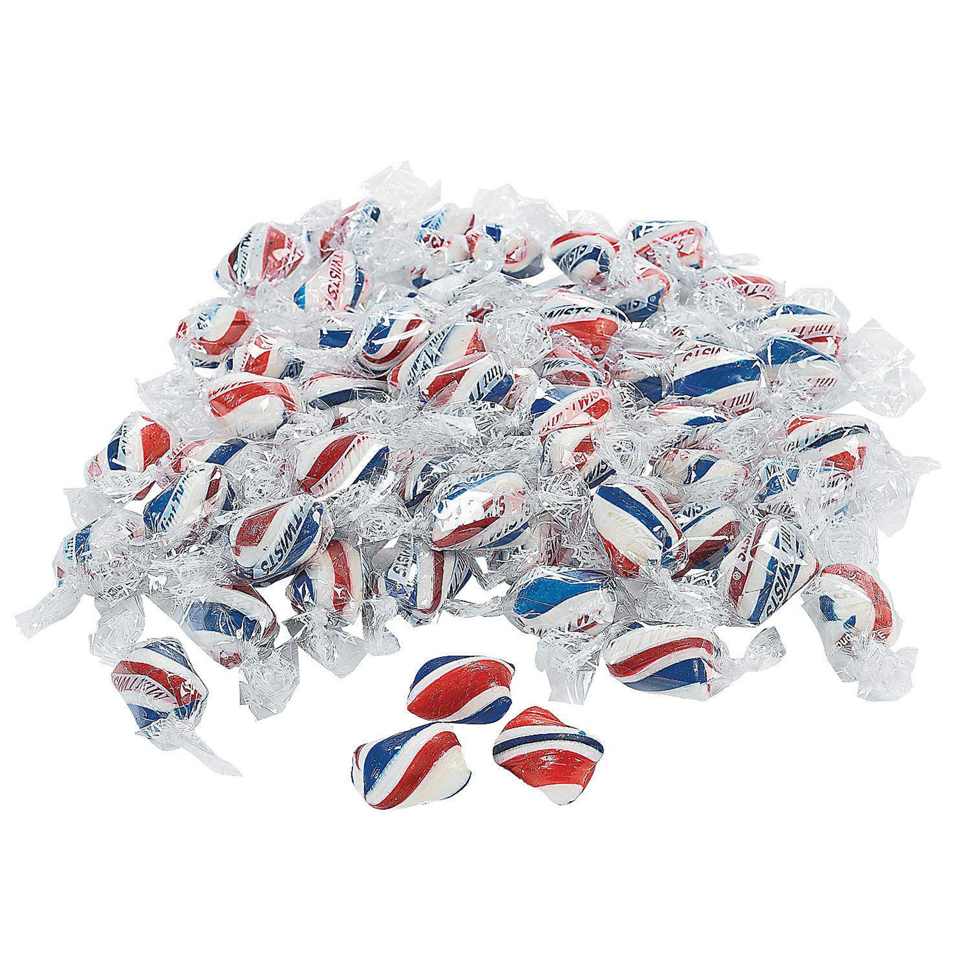 Fun Express Patriotic Red White Blue Peppermint Candy Bulk 2 Lb - 172 Individually Wrapped Mints for 4th of July Party Favors | Memorial Day Veterans