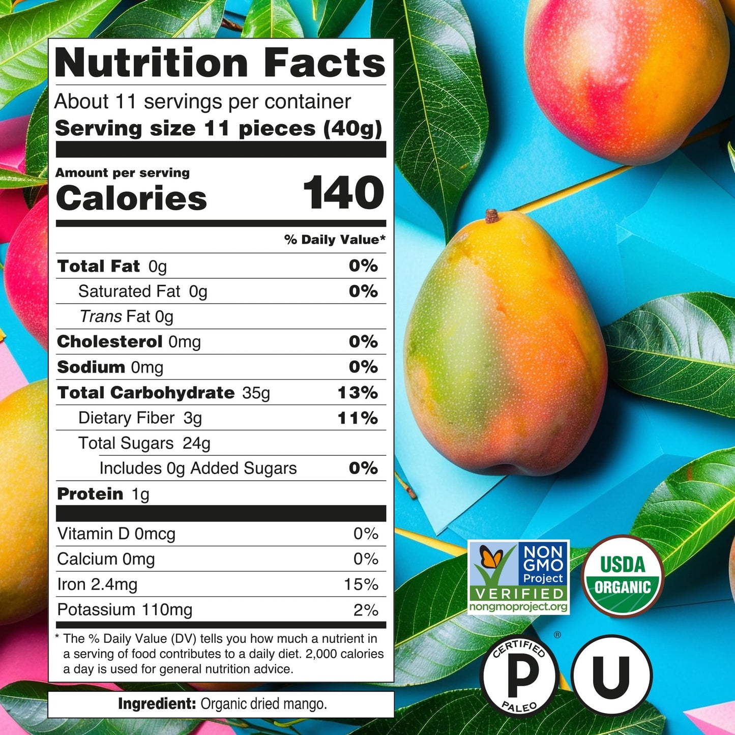 Dried Mango Slices - Juicy & Delicious, No Added Sugar, Non-GMO, Healthy Snack, Bulk Resealable Bag, 1 lb. Just About Foods Single Ingredient