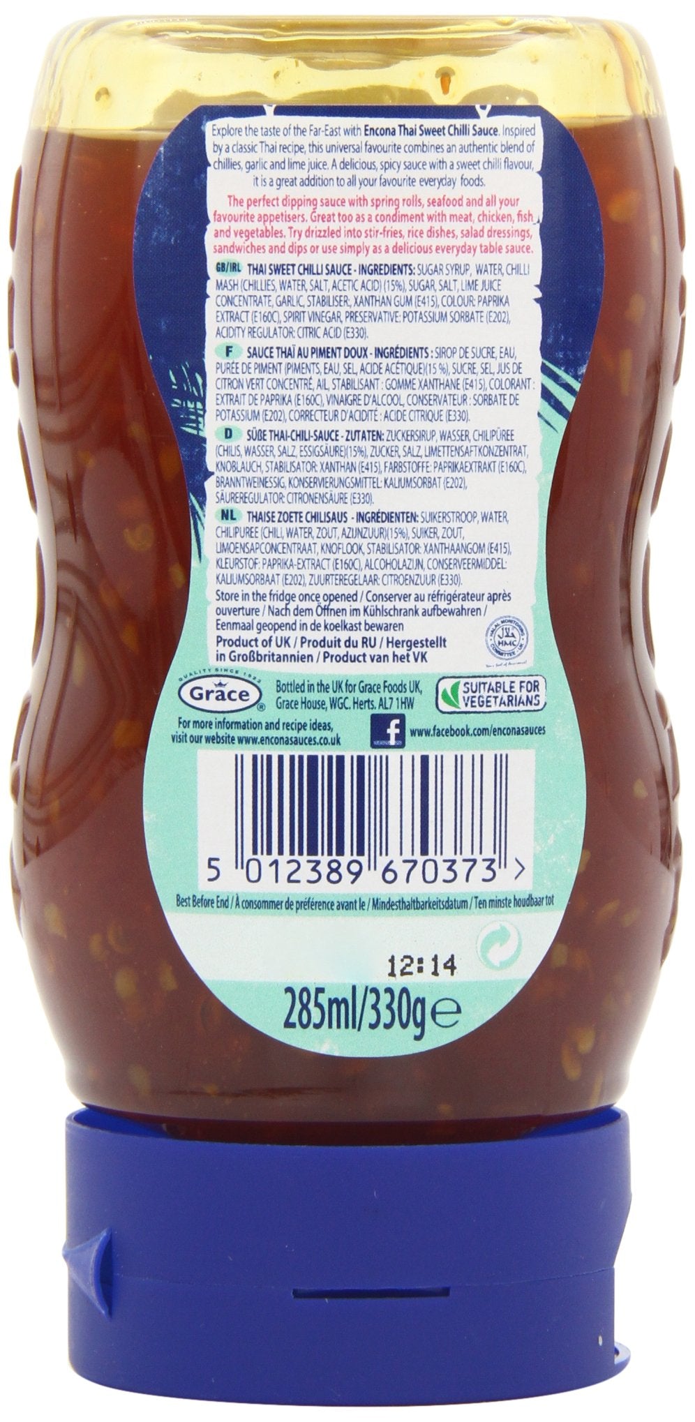 Encona Thai Sweet Chilli Sauce Squeezy Pack 285 ml (pack of 6)