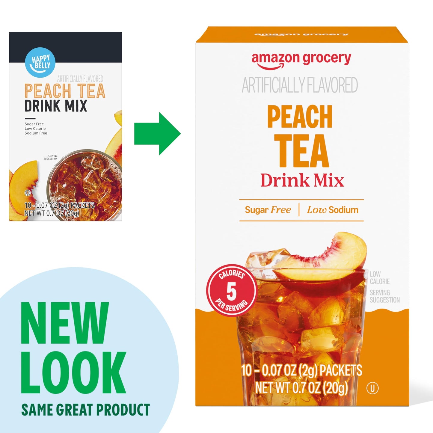 Amazon Grocery, Peach Tea Drink Mix, 10 packets, 0.7 Oz