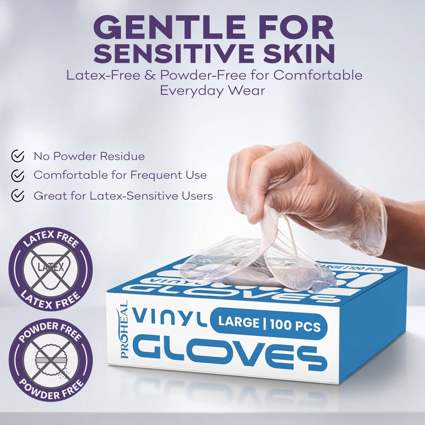 ProHeal Vinyl Disposable Gloves Small - 100 Clear Food Safe Cooking and Household Cleaning Gloves - Powder Free and Latex Free Kitchen Glove for Meal