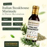 Statesmen Italian Steakhouse 30 Minute Marinade, 12 oz - Gluten-Free, Vegan, Lactose-Free Italian Herb Marinade for Chicken, Steak, Pork & Vegetables