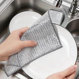 Hoowkawen Steel Wire Dishcloths,Double-Layer Non-Scratch Steel Wire Cleaning Cloth for Cookware,Sinks,Stove Tops, Dishes (10PCS)