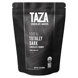 Taza Chocolate 100% Totally Dark Organic Chocolate Chunks (8 oz) - Unsweetened, No Sugar Added for Baking, Snacking, & Keto - Made from Ethically