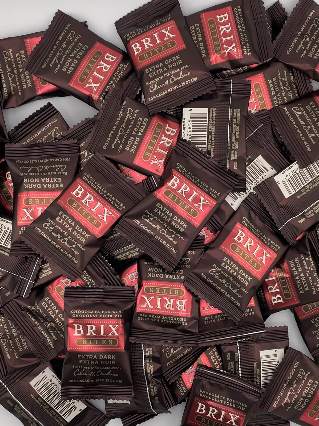 Brix Chocolate For Wine Brix Bites Assorted Bites, Premium Wine Pairing Collection, 3 Pack, 24 Pieces