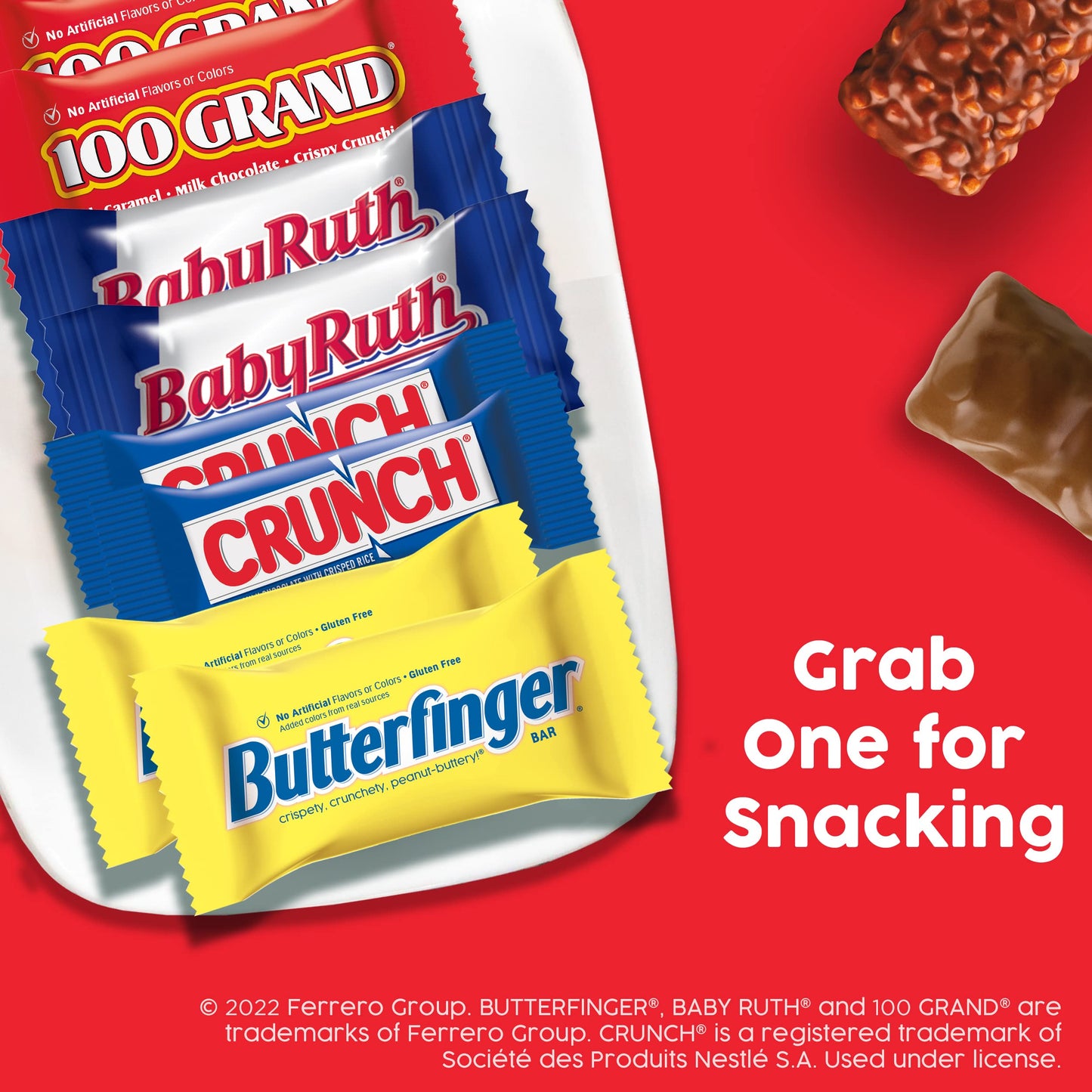 Butterfinger and Co. Bulk Chocolatey Candy Bag, Mix of Fun Size Butterfinger, CRUNCH, Baby Ruth and 100 Grand Milk Chocolatey Bars, Easter Basket