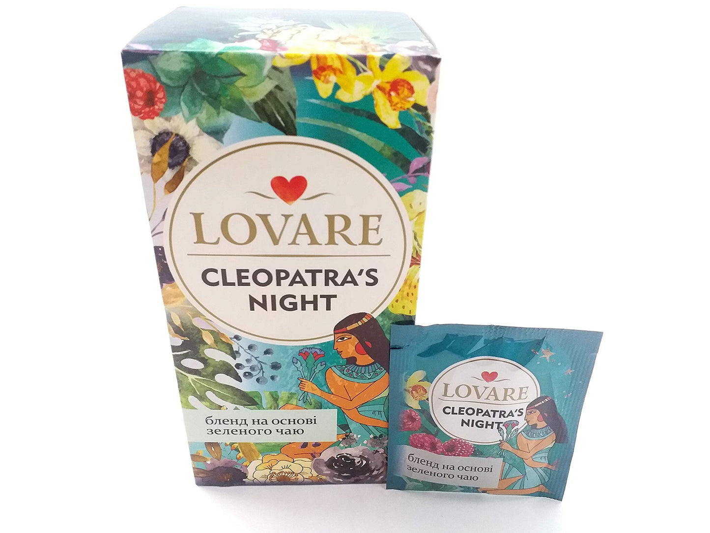 Lovare ...Share the Love Cleopatra’s Night Blend of Green Leafy Beichao with Fruit Pieces, Flower Petals and the Natural Raspberry Flavour 24 Tea Bags