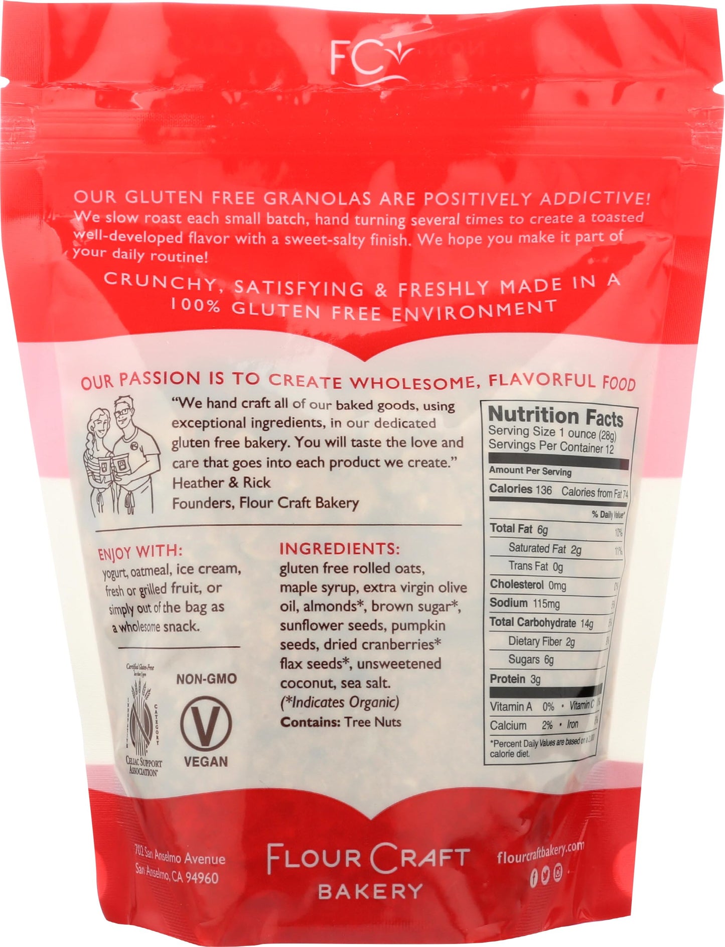 Flour Craft Bakery, Granola Cranberry Almond, 12 Ounce