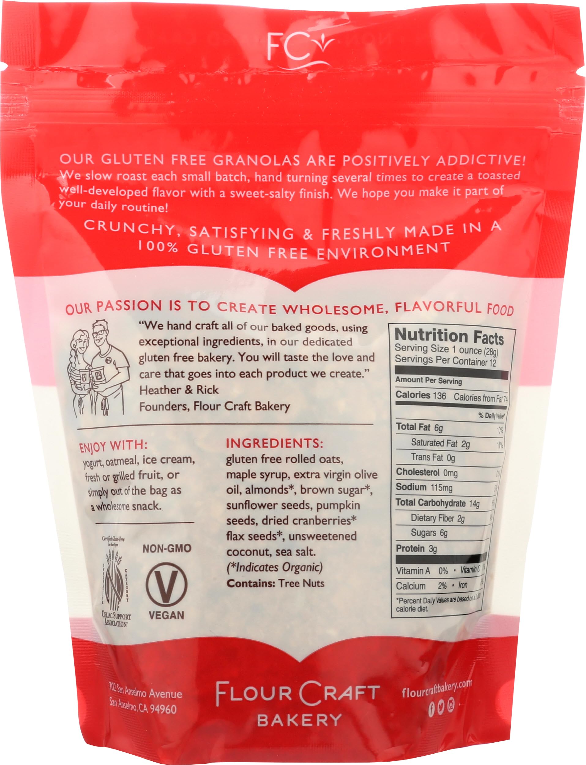 Flour Craft Bakery, Granola Cranberry Almond, 12 Ounce