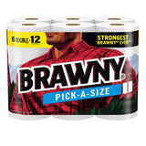 Brawny Pick-A-Size Paper Towels, 6 Double Rolls = 12 Regular Rolls, 2 Sheet Sizes (Half or Full), Strong Paper Towel For Everyday Use