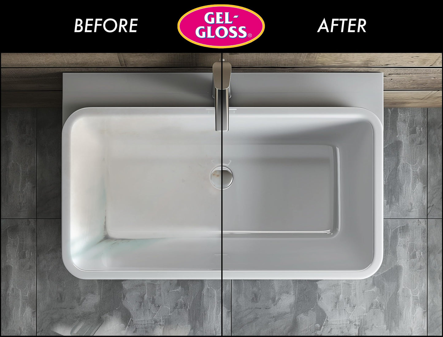 Gel-Gloss Kitchen & Bath Polish Aerosol | Carnauba Cleaner Wax Formulation | Removes Water Spots, Light Scratches & Stains | Restores Color & Shine |