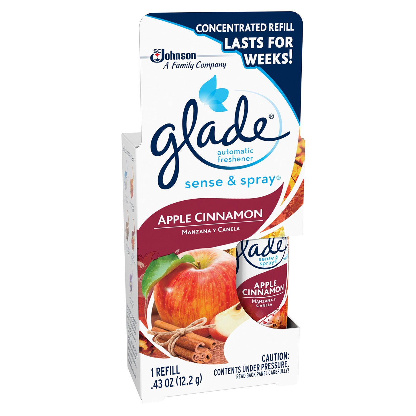 Glade Sense & Spray Automatic Air Freshener Refill, Apple Cinnamon, 0.43 oz