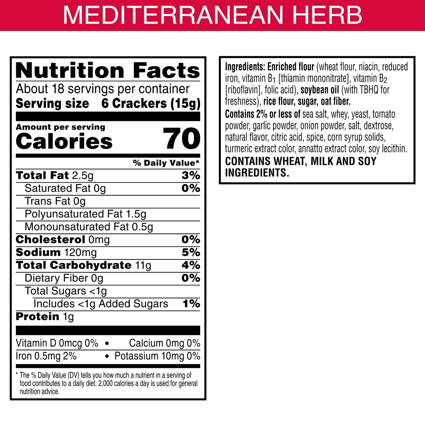 Town House Pita Crackers, Party Snacks, Game Day, Mediterranean Herb 9.5oz Box