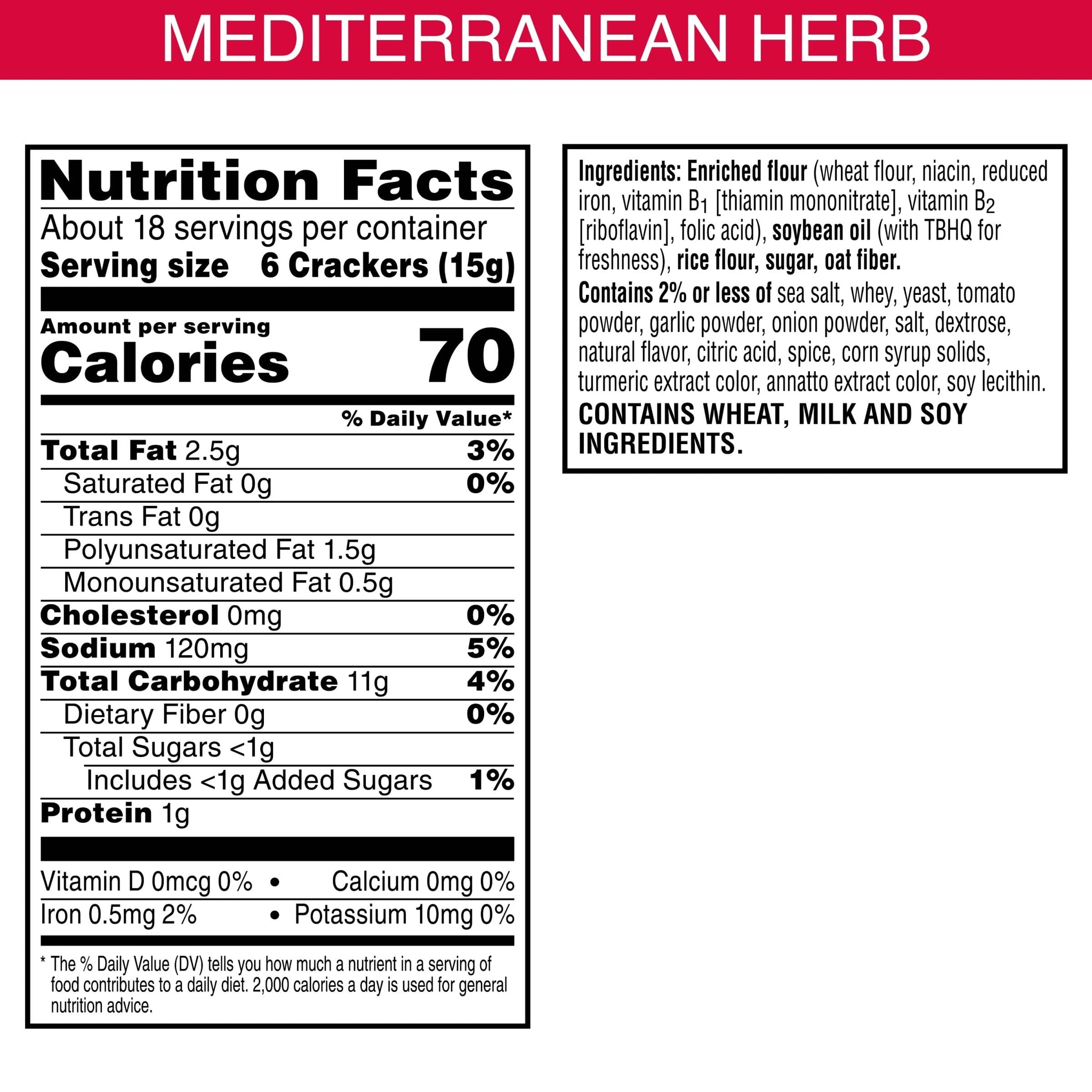 Town House Pita Crackers, Party Snacks, Game Day, Mediterranean Herb 9.5oz Box