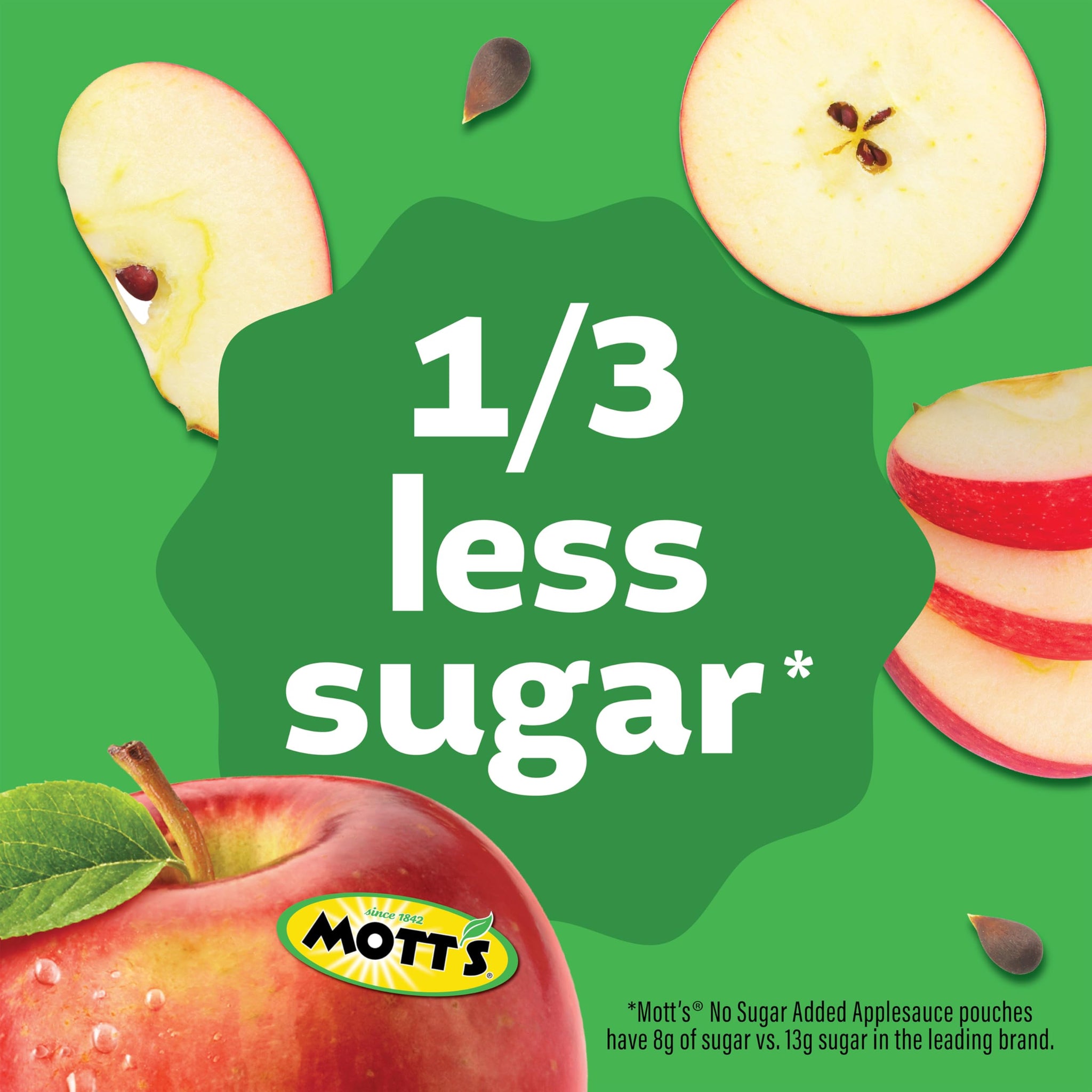 Mott's No Sugar Added Applesauce, 3.2 Oz Clear Pouches, 48 Count (4 Packs Of 12), Good Source Of Vitamin C, No Artificial Flavors