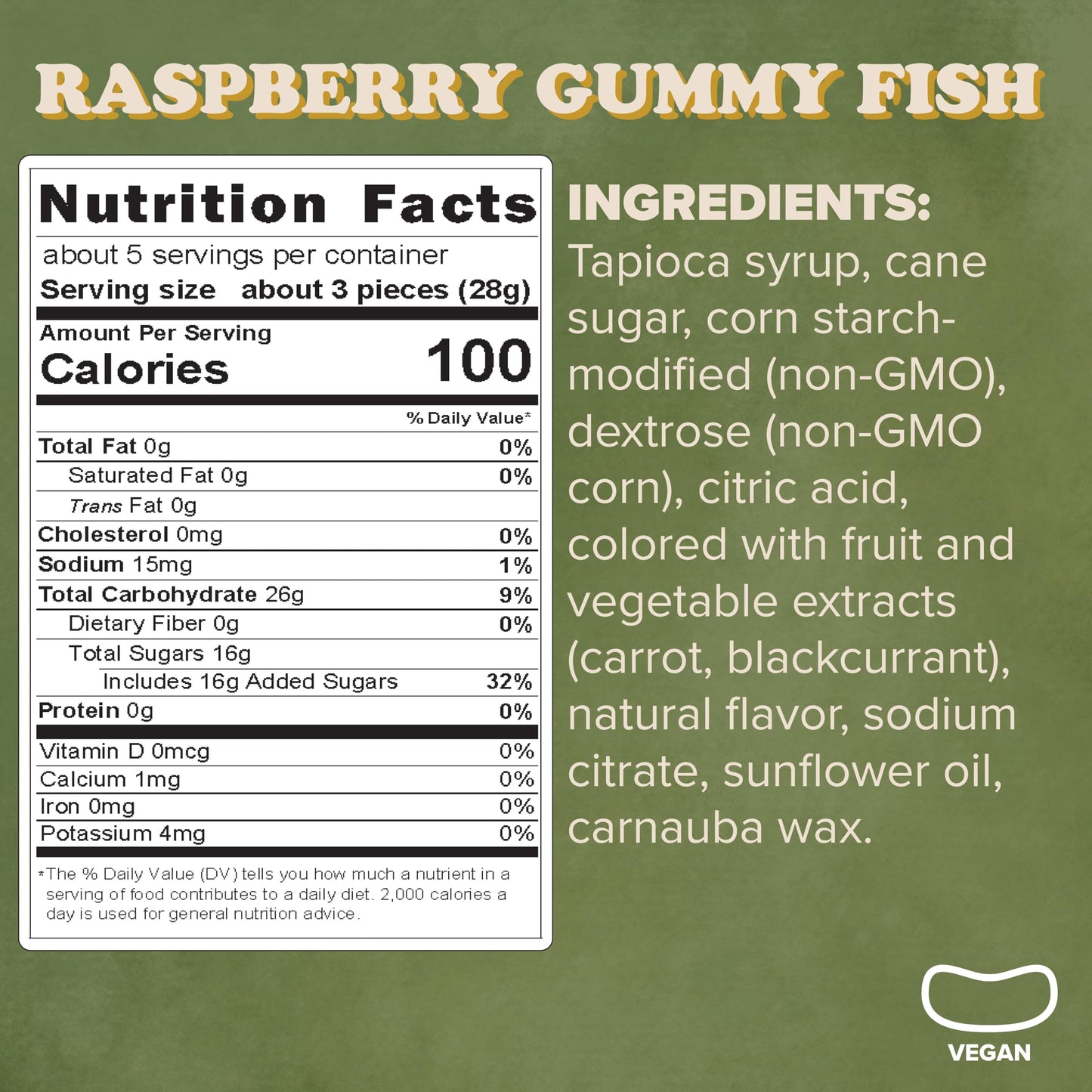 Raspberry Gummy Fish | Women's Bean Project Nonprofit Snacks | Gluten Free, Gelatin Free, Vegan | No Artificial Colors or Flavors | Soft & Chewy | 5