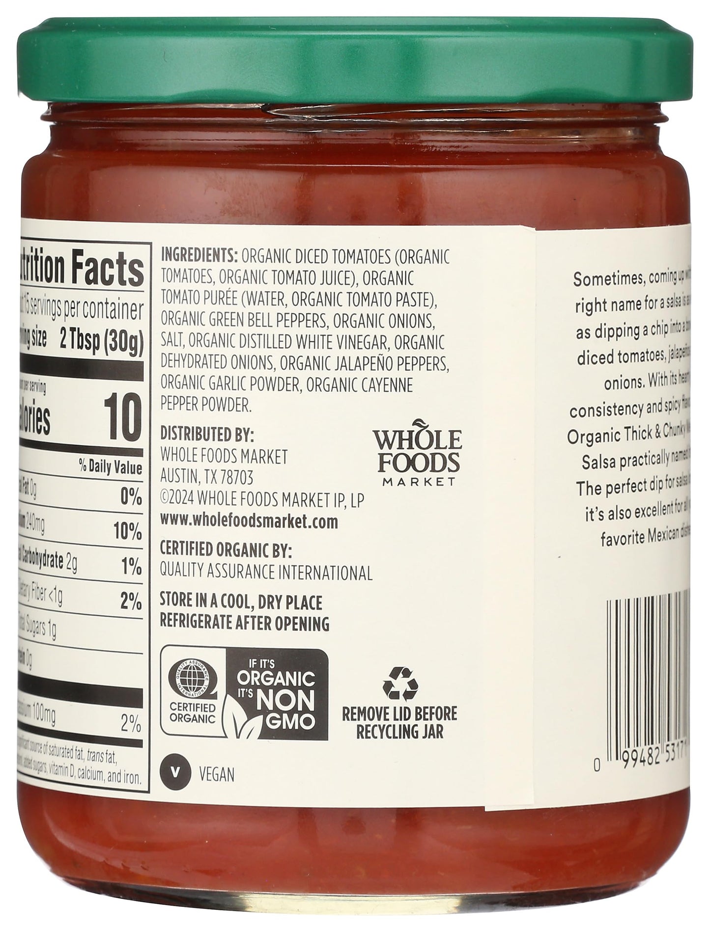365 By Whole Foods Market, Organic Thick & Chunky Medium Salsa, 16 Ounce