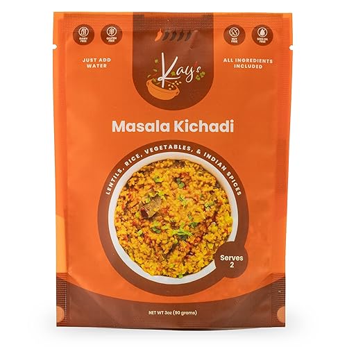 Kay’s Curries Masala Kichadi Meal Kit with Premium Rice and Lentils, Authentic Indian Comfort Food, Vegan and Gluten-Free One-Pot Healthy Dinner, Seed Oil-Free and Nut-Free, 2 Servings