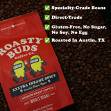 Roasty Buds XXXtra Spicy Carolina Reaper Coffee | Premium Arabica Whole Beans, The Original Spicy Coffee (12 oz) | Gluten-Free, No