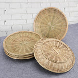 GNIEMCKIN 5 PCS 9.8 inch Bamboo Paper Plate Holder, Hand Weave wicker plate holders for Parties, Picnic, and Barbecue, Reusable.