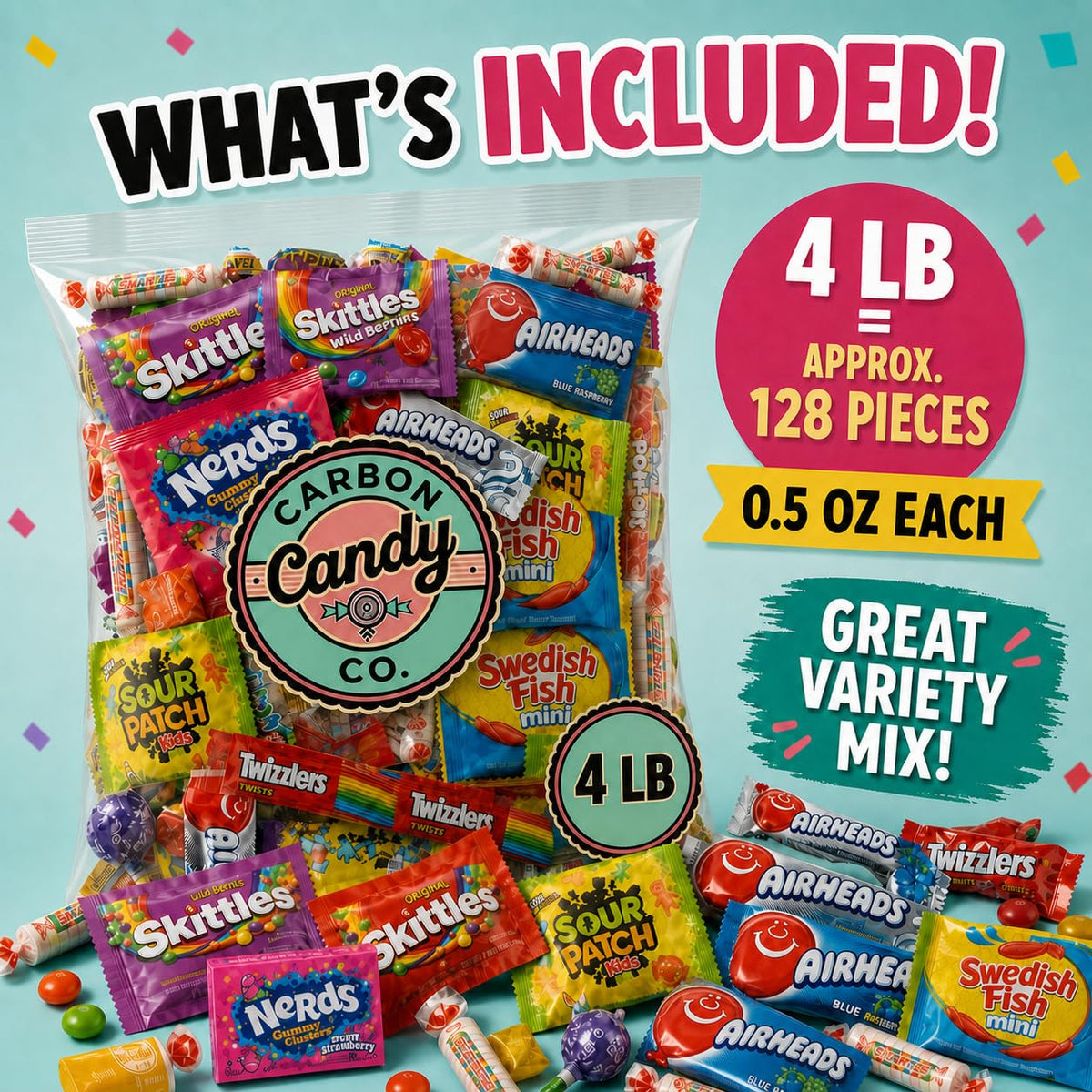 Pinata Candy Variety Pack - 4 Lb Assorted Mix, Pinata Stuffers for Kids