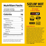 Long John Snacks Sizzlin' Hot Pickled Sausage - Smoked Gourmet Meat Stick - Hot Pickled Sausages High Protein Snack - Premium USA Pork and Beef Sticks