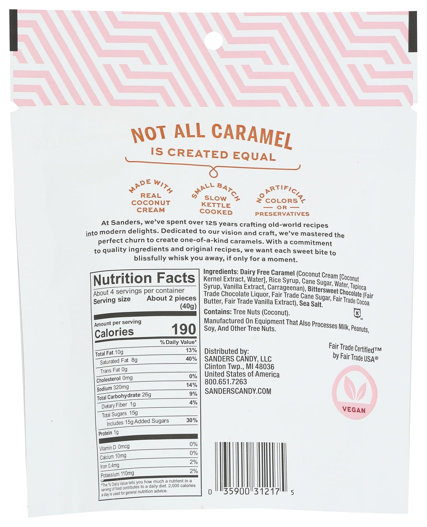 Sanders, Caramels Dark Chocolate Sea Salt, 5.5 Ounce