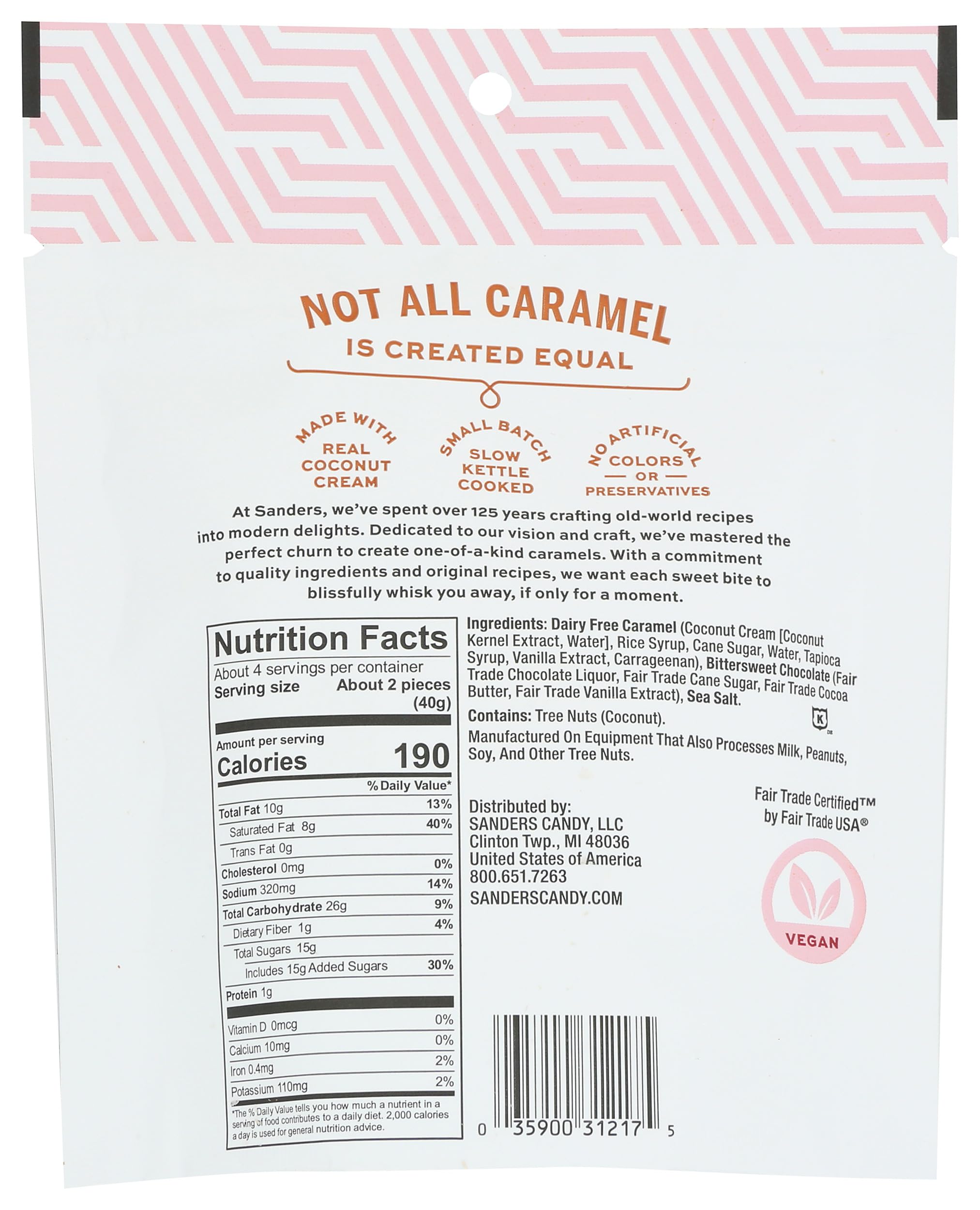 Sanders, Caramels Dark Chocolate Sea Salt, 5.5 Ounce