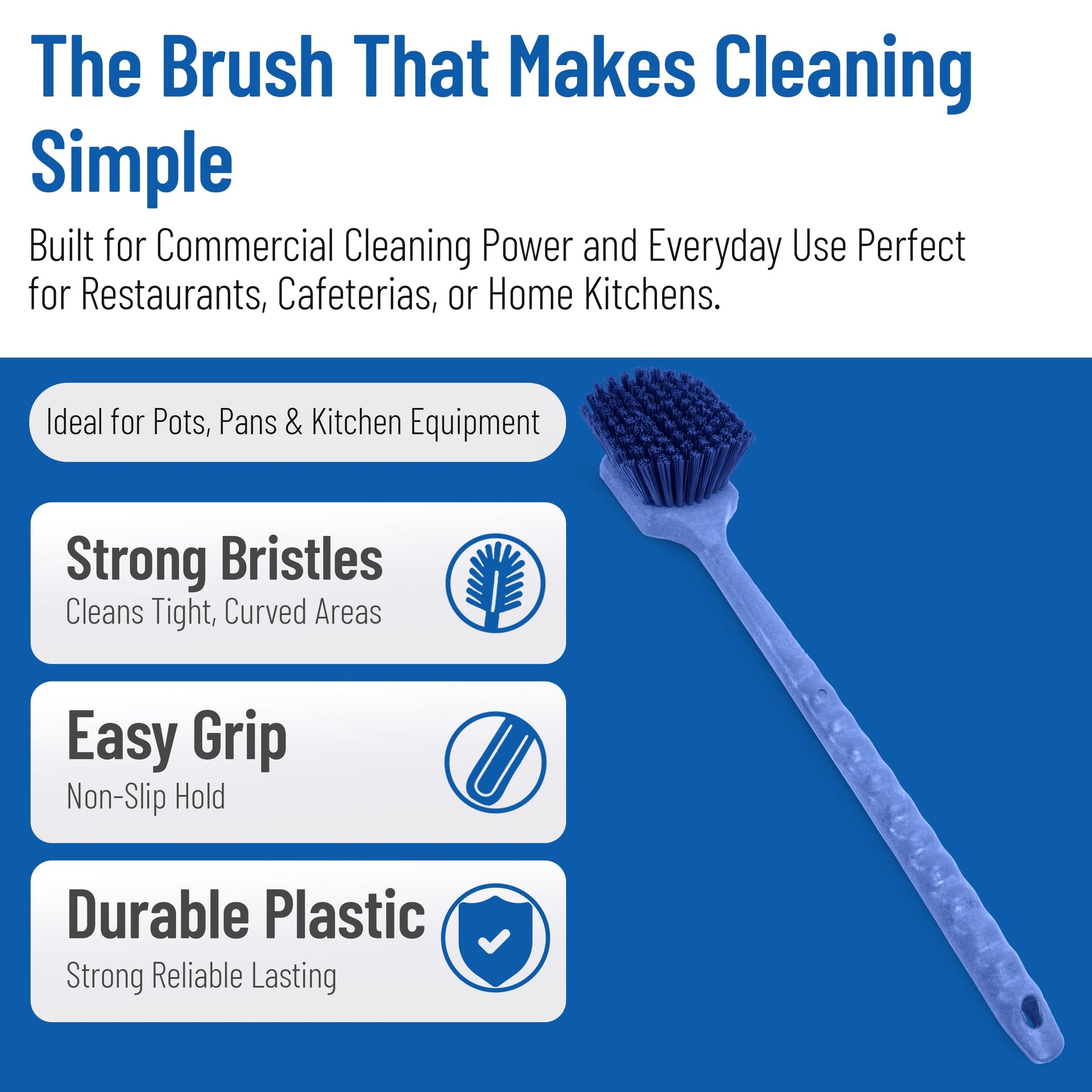 SPARTA 40501EC14 Plastic Large Scrub Brush, Kitchen Brush, Utility Brush With Long Handle For Cleaning, 20 Inches, Blue