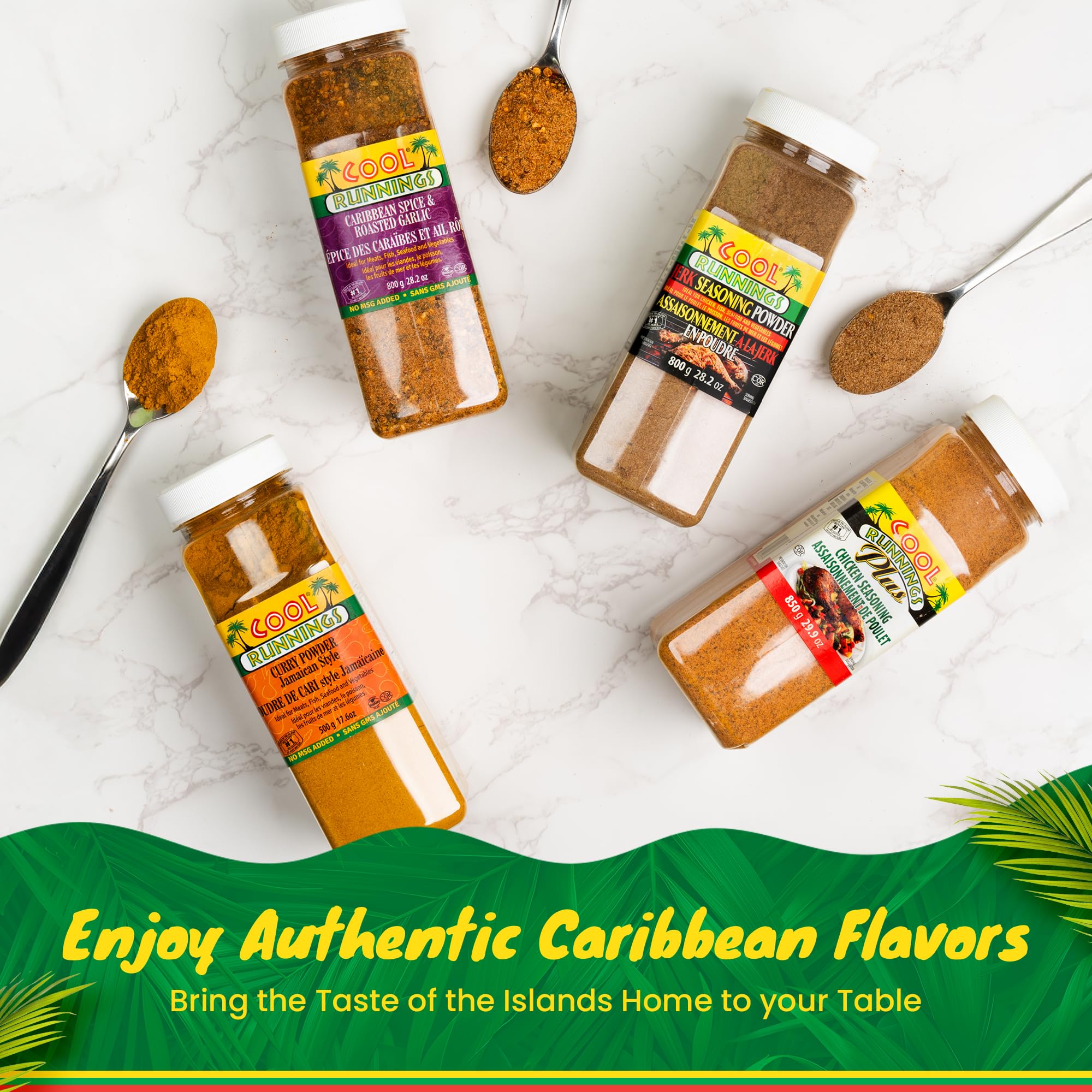 Cool Runnings Caribbean Spice & Roasted Garlic Powder 800g - Used for Grilling, Roasting, and Marinating Meats, Seafood, and Vegetables, Perfect