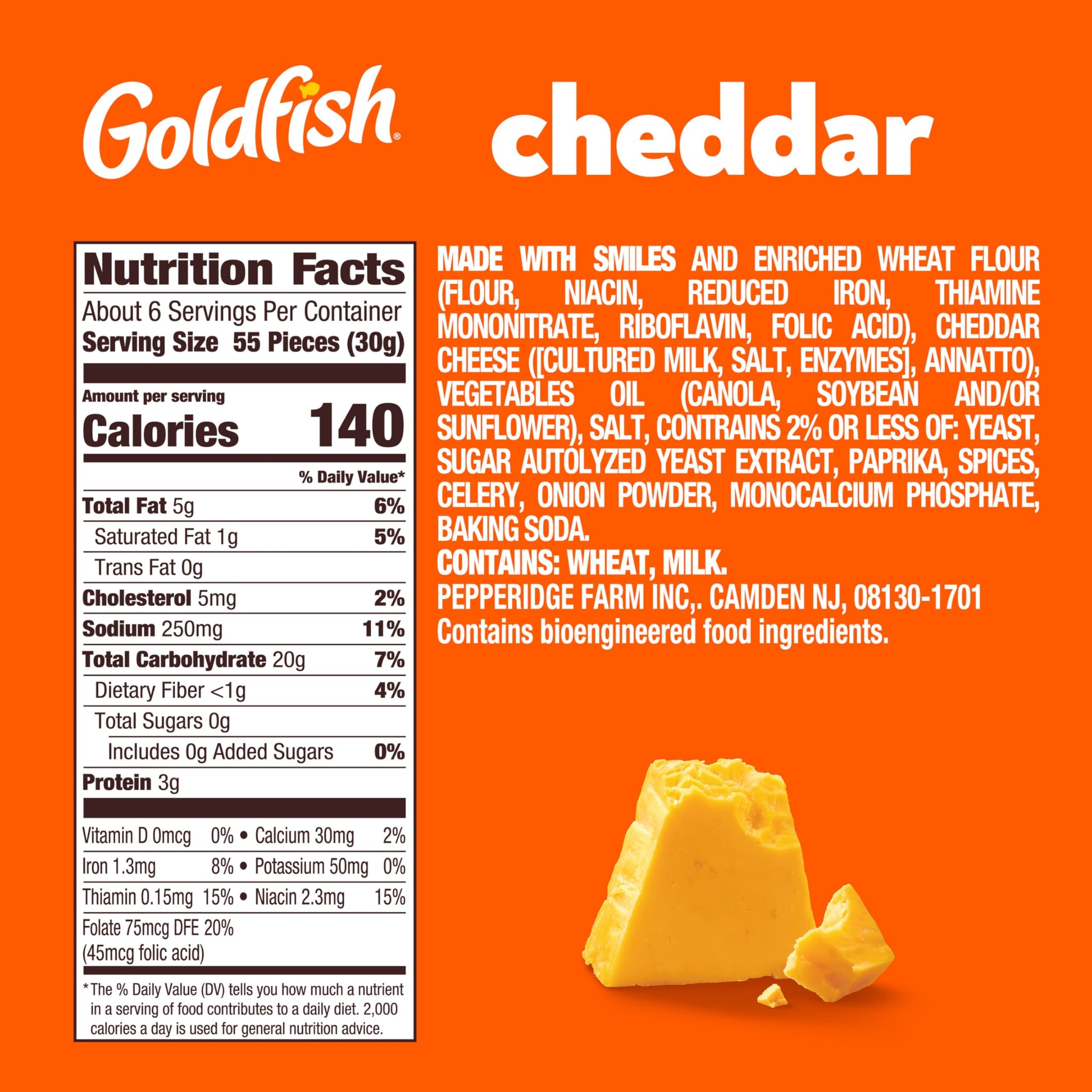 Goldfish Cheddar Cheese Crackers, Baked Snack Crackers, 6.6 oz Bag