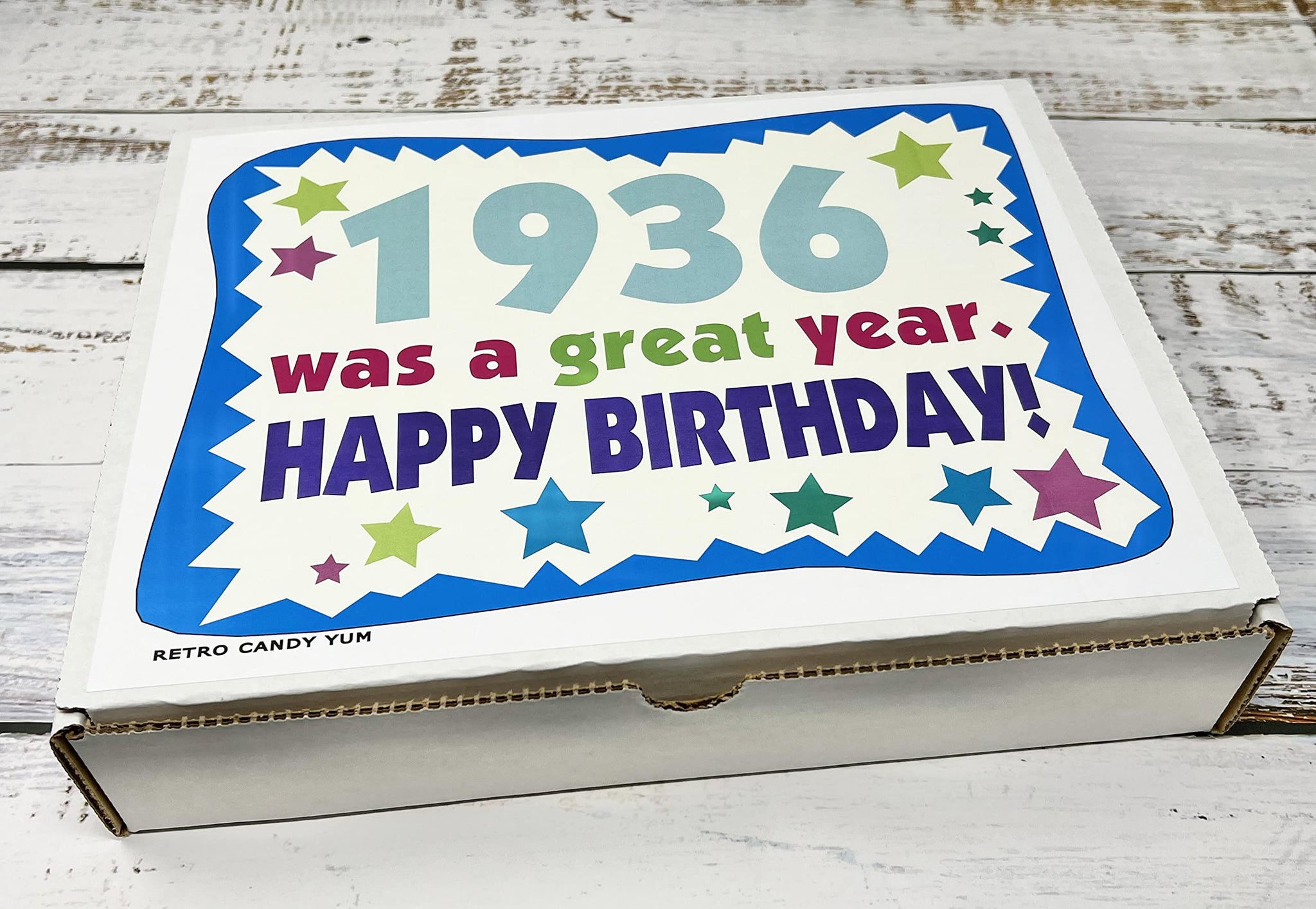 RETRO CANDY YUM ~ 1936 90th Birthday Gift Box of Nostalgic Candy from Childhood for 90 Year Old Man or Woman Born 1936