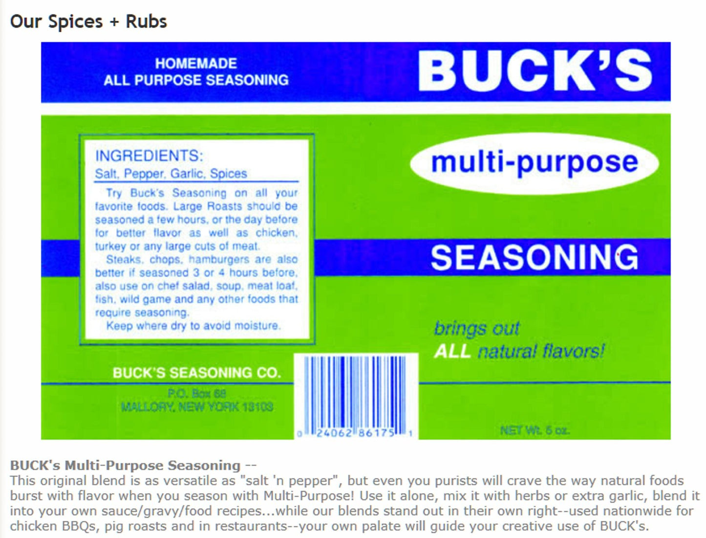 BUCK's Multi-Purpose Seasoning (Original)