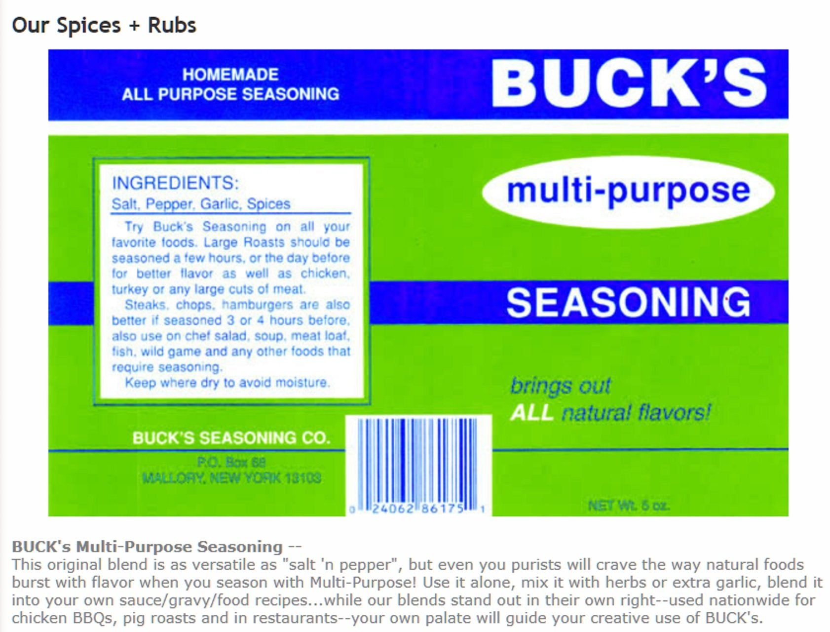 BUCK's Multi-Purpose Seasoning (Original)