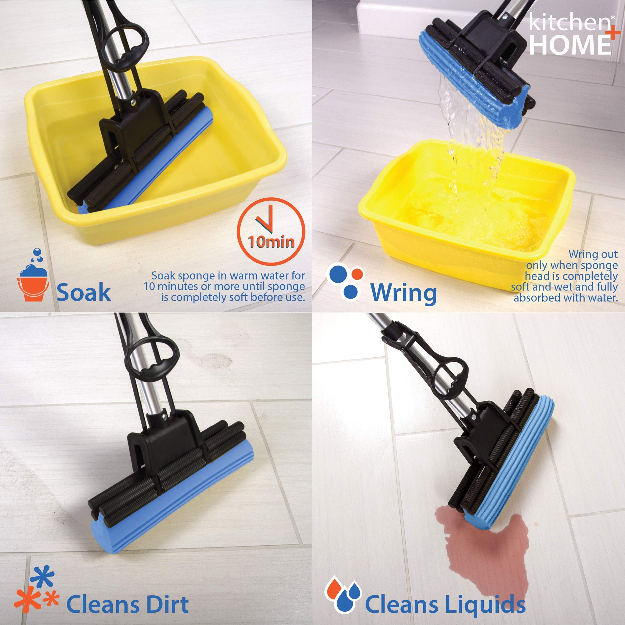Kitchen + Home PVA Sponge Roller Mop Head Refills - 2 Pack