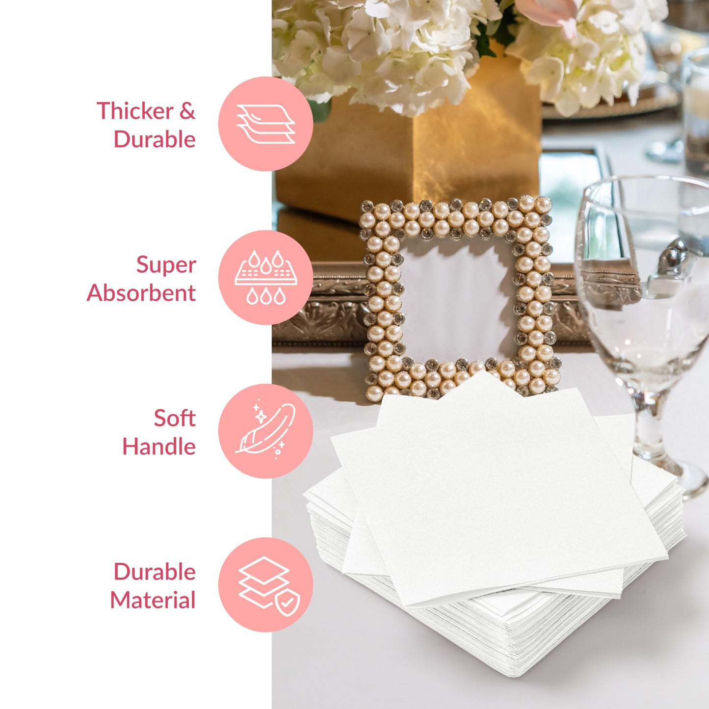 Prestee Linen Feel Guest Towels - Paper Hand Towels - Cocktail Napkins - 5inch Folded / 9.5inch Unfolded - 200 count - Soft and Absorbent Disposable