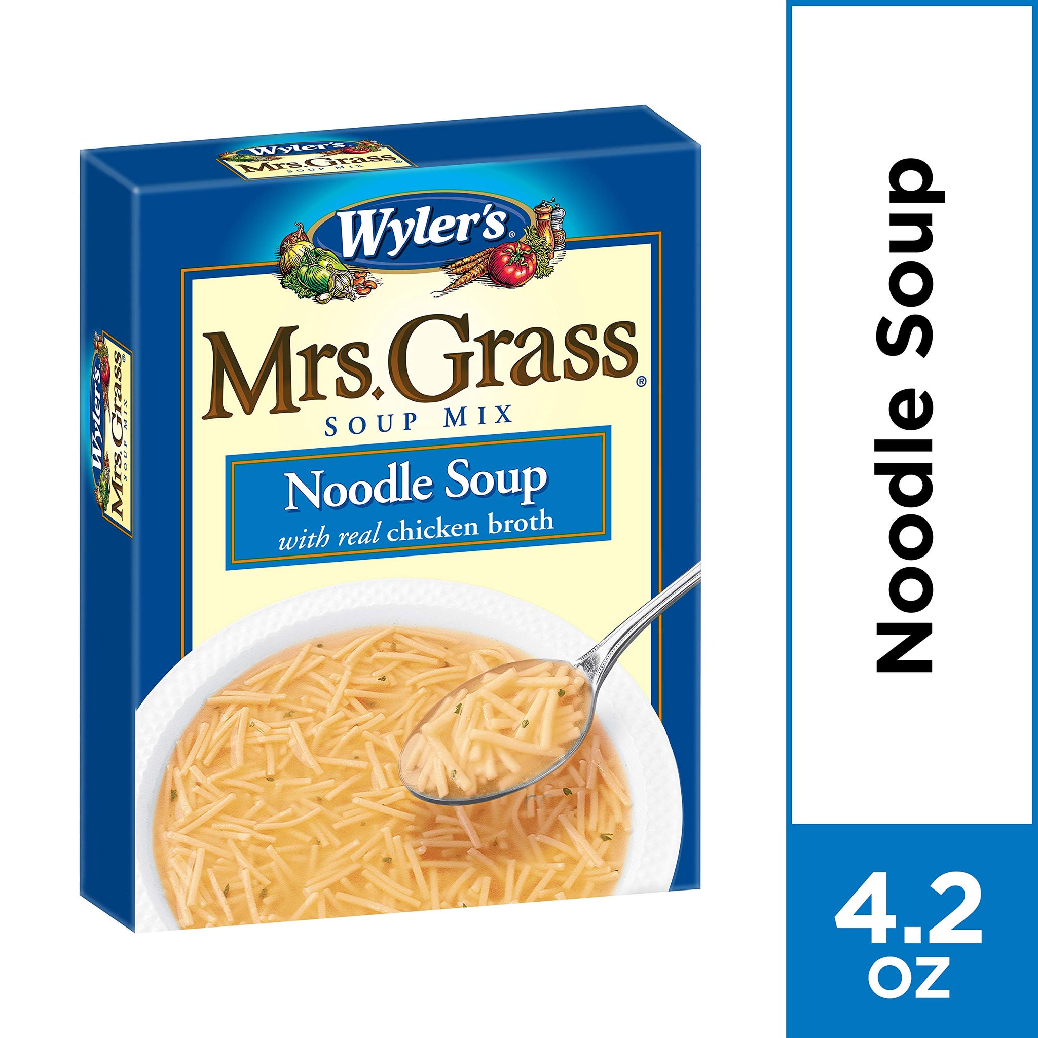Mrs. Grass Noodle Soup Mix with Real Chicken Broth, Instant Soup Mix, Quick and Easy Meal, Cooks in 5 Minutes, 4.2 Ounce Box (Pack of 1)