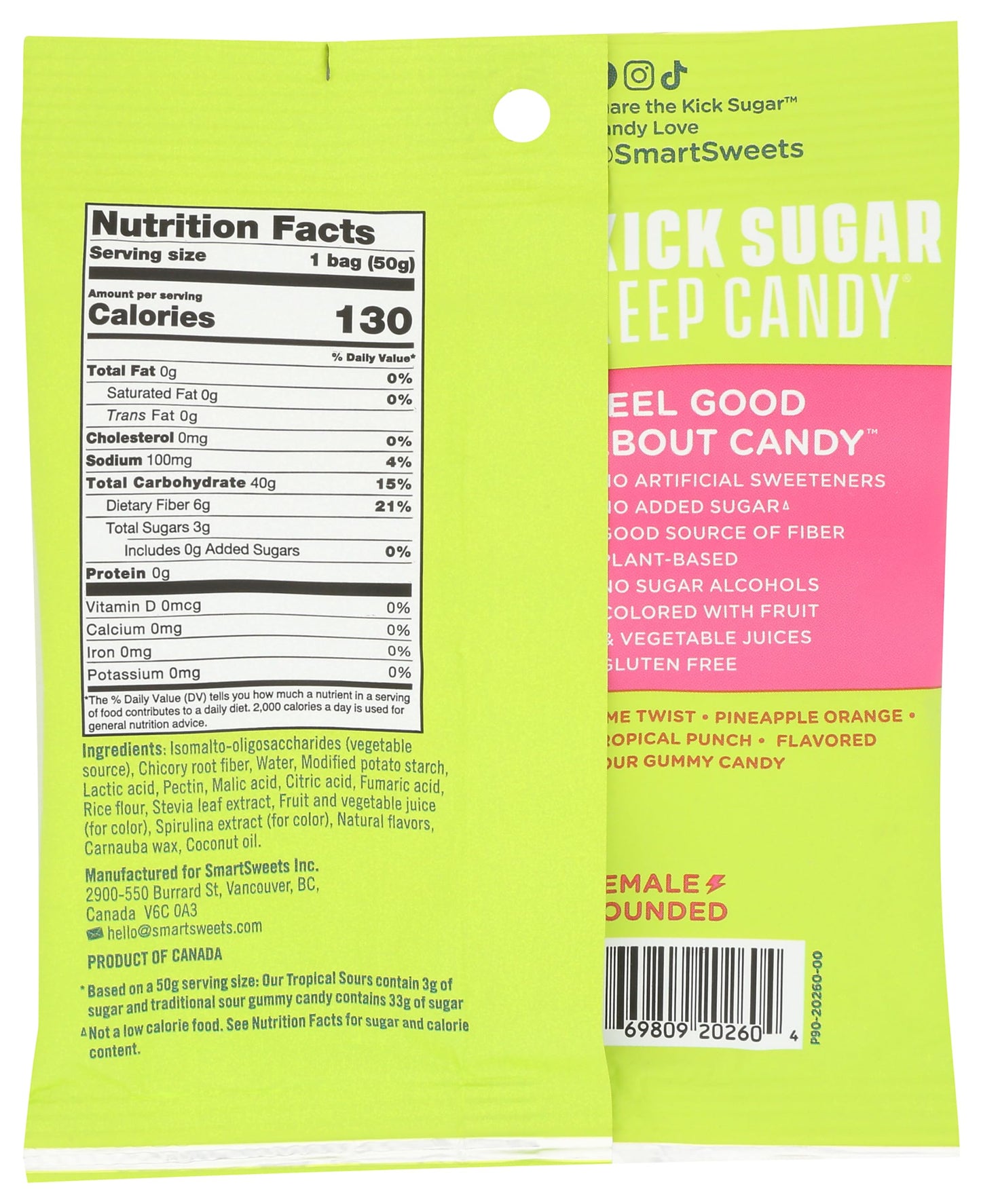 Smart Sweets, Gummies Tropical Sours, 1.8 Ounce