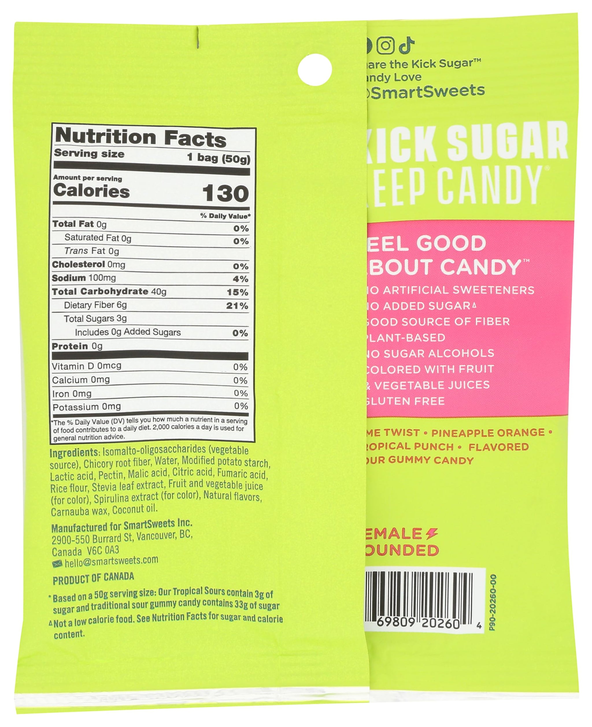 Smart Sweets, Gummies Tropical Sours, 1.8 Ounce