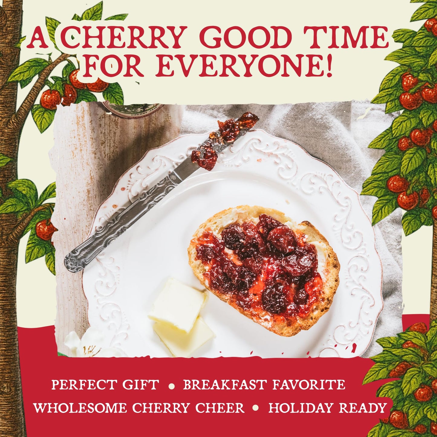 Cherry Republic Orginal Cherry Jam, 9 oz - Made with Real Chunks of Michigan Cherries, Balanced Sweet Tart Flavor, Made with Simple Ingredients