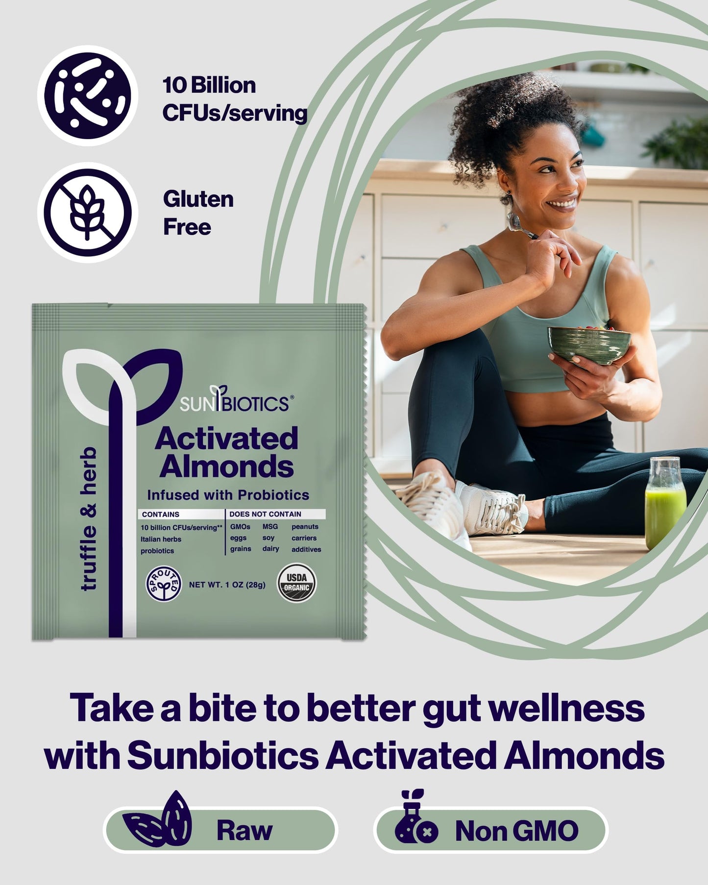 Sunbiotics Activated Organic Sprouted Almonds - Truffle & Herb, Pack of 12