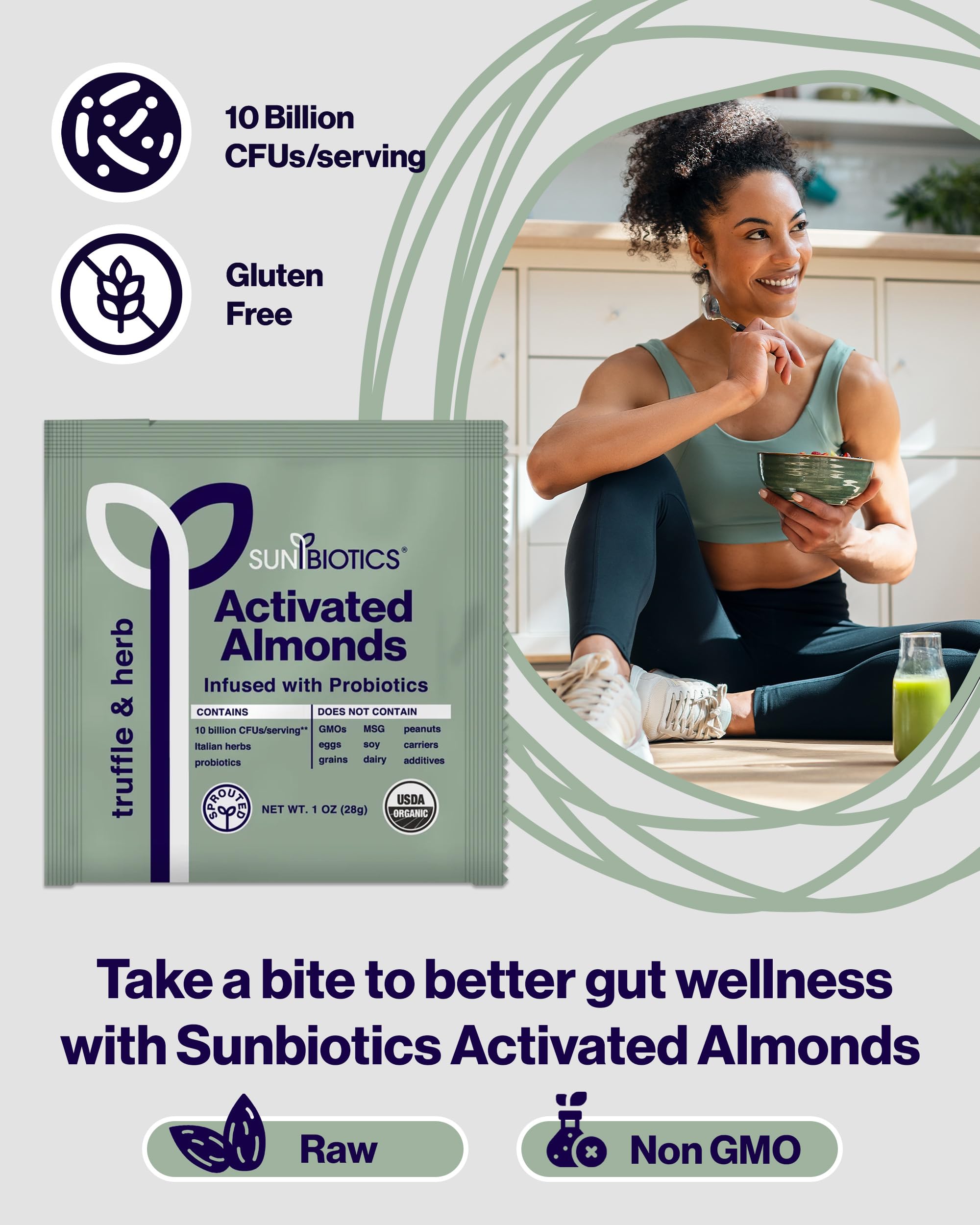 Sunbiotics Activated Organic Sprouted Almonds - Truffle & Herb, Pack of 12