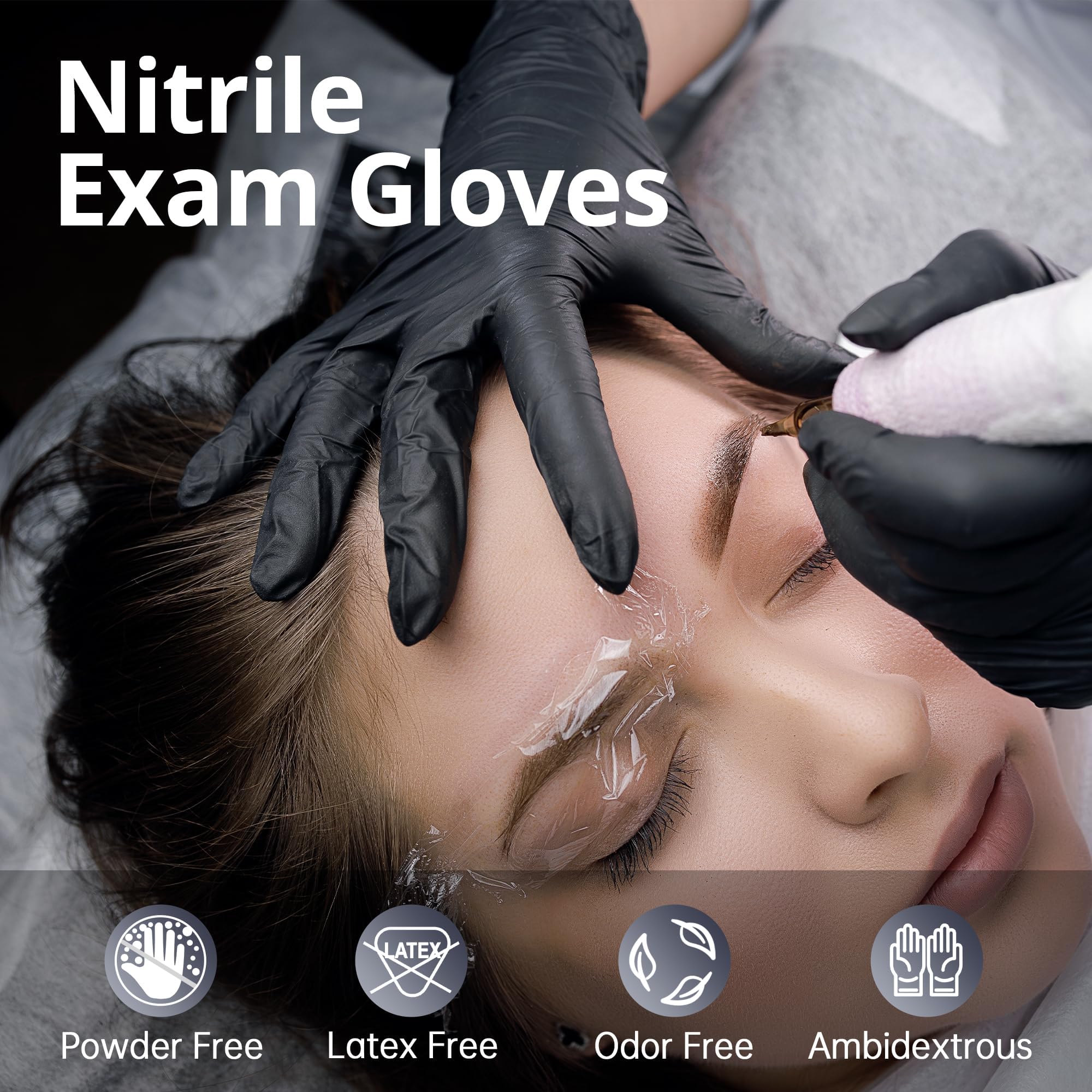 SwiftGrip Disposable Nitrile Gloves, Black Nitrile Gloves Disposable Latex Free for Cooking & Esthetician, Food-Safe Rubber Gloves, Powder Free
